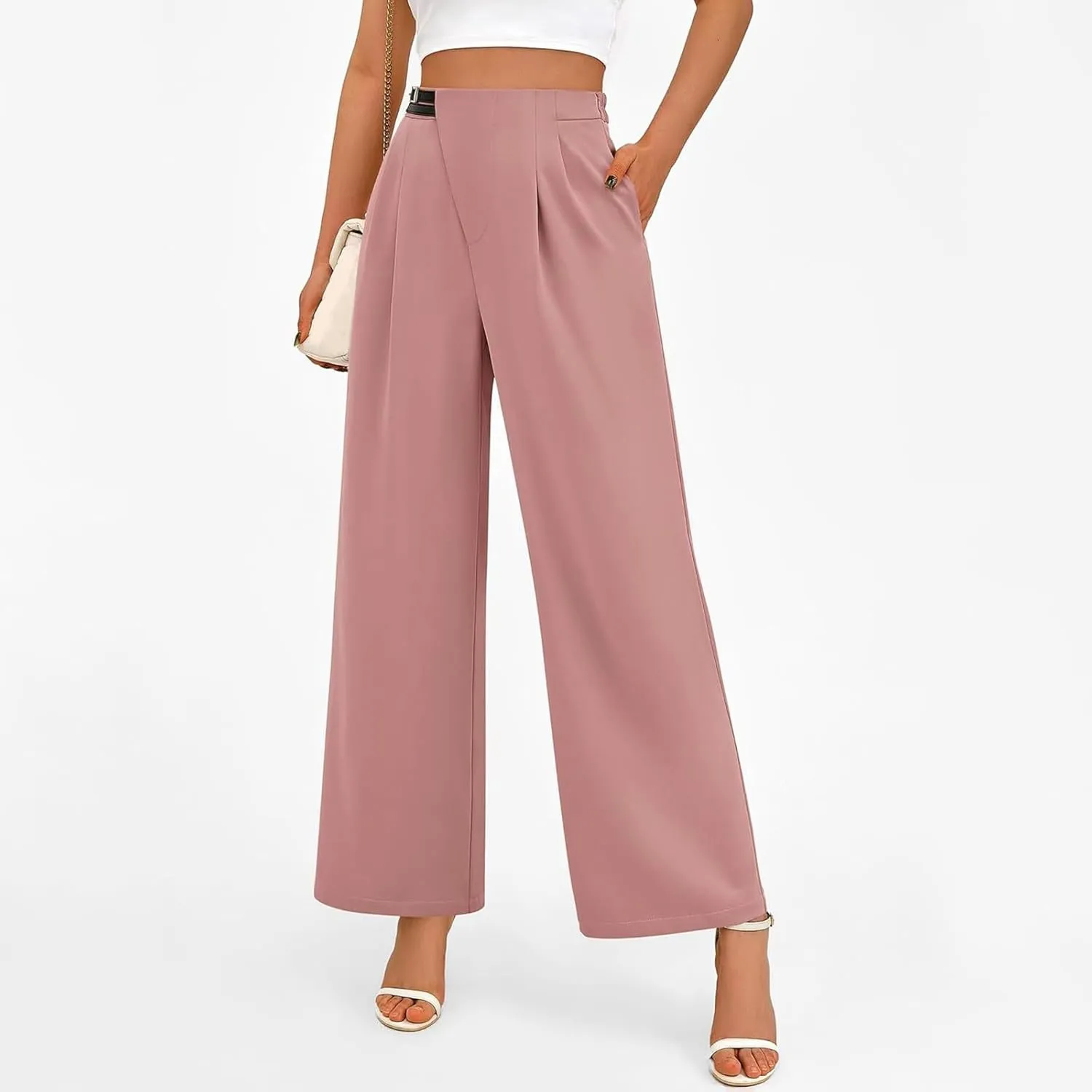 Women's Wide Leg Pants Dressy High Waisted Business Casual Work Office Suit Palazzo Long Straight Pant Trousers​