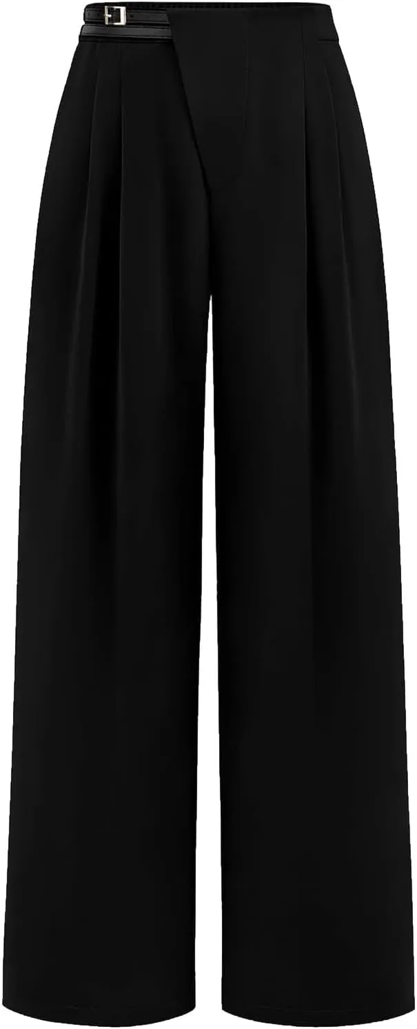 Women's Wide Leg Pants Dressy High Waisted Business Casual Work Office Suit Palazzo Long Straight Pant Trousers​