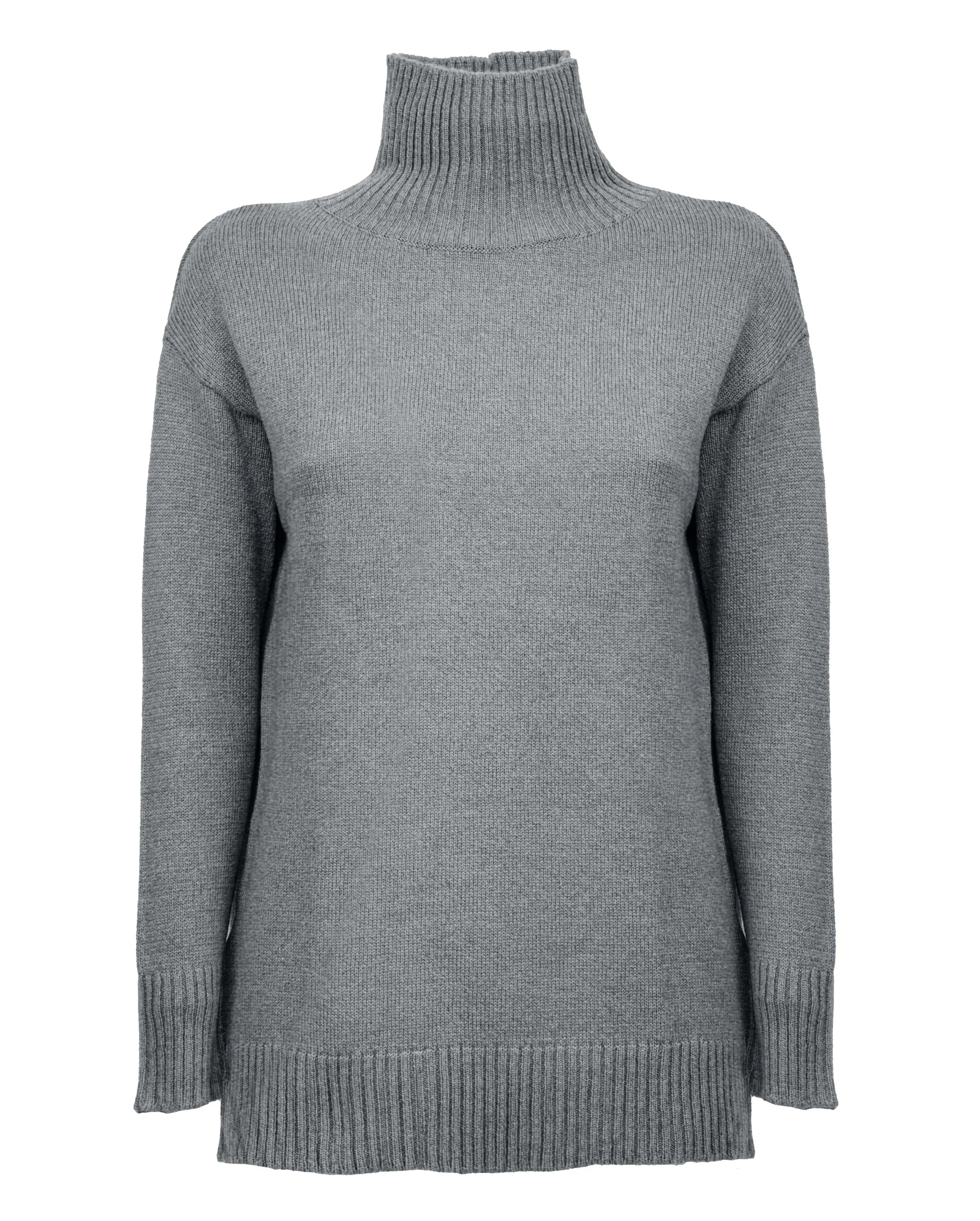 Women's Wool & Cashmere Funnel Neck Sweater Dark Gray