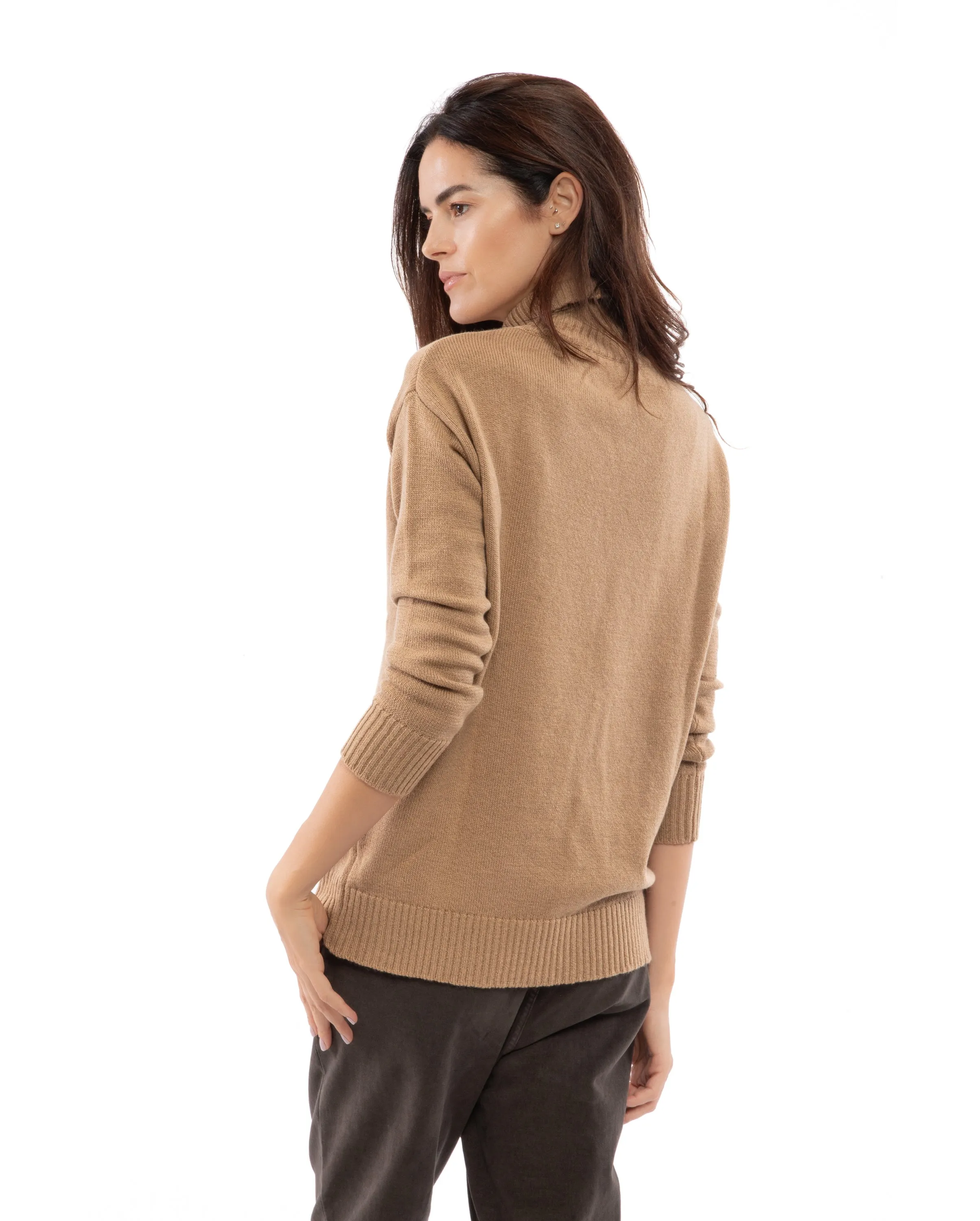 Women's Wool & Cashmere Funnel Neck Sweater Dark Gray