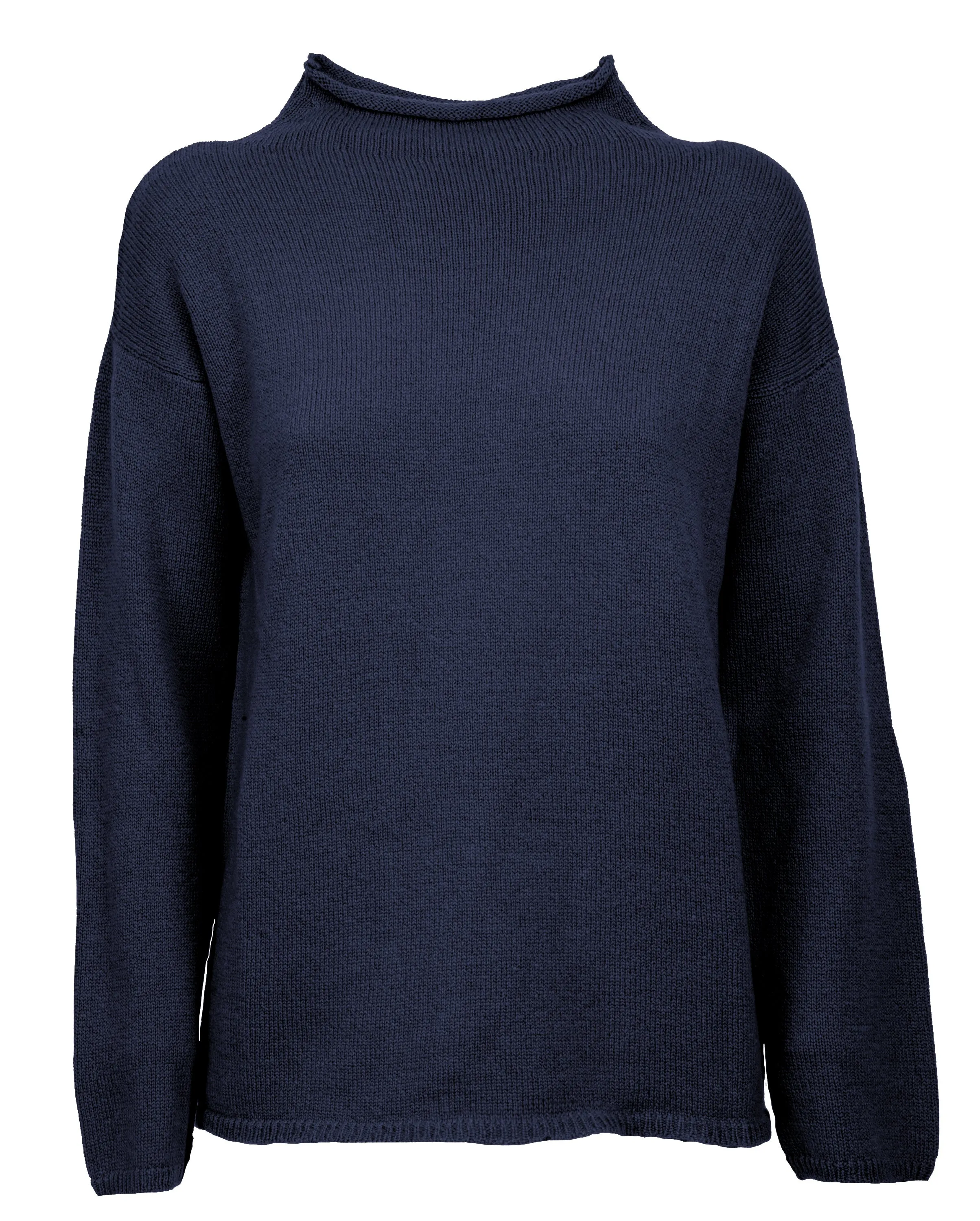 Women's Woold & Cashmere Wide Funnel Neck Sweater Night Blue