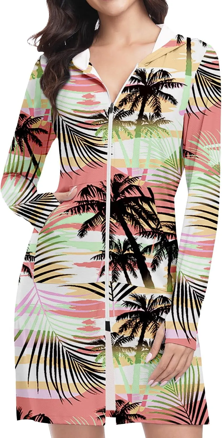 WOWENY UPF 50  Swim Cover Up Beach Jacket for Women SPF Sun Protection Hoodie Lightweight Long Shirt Swimsuit Coverup