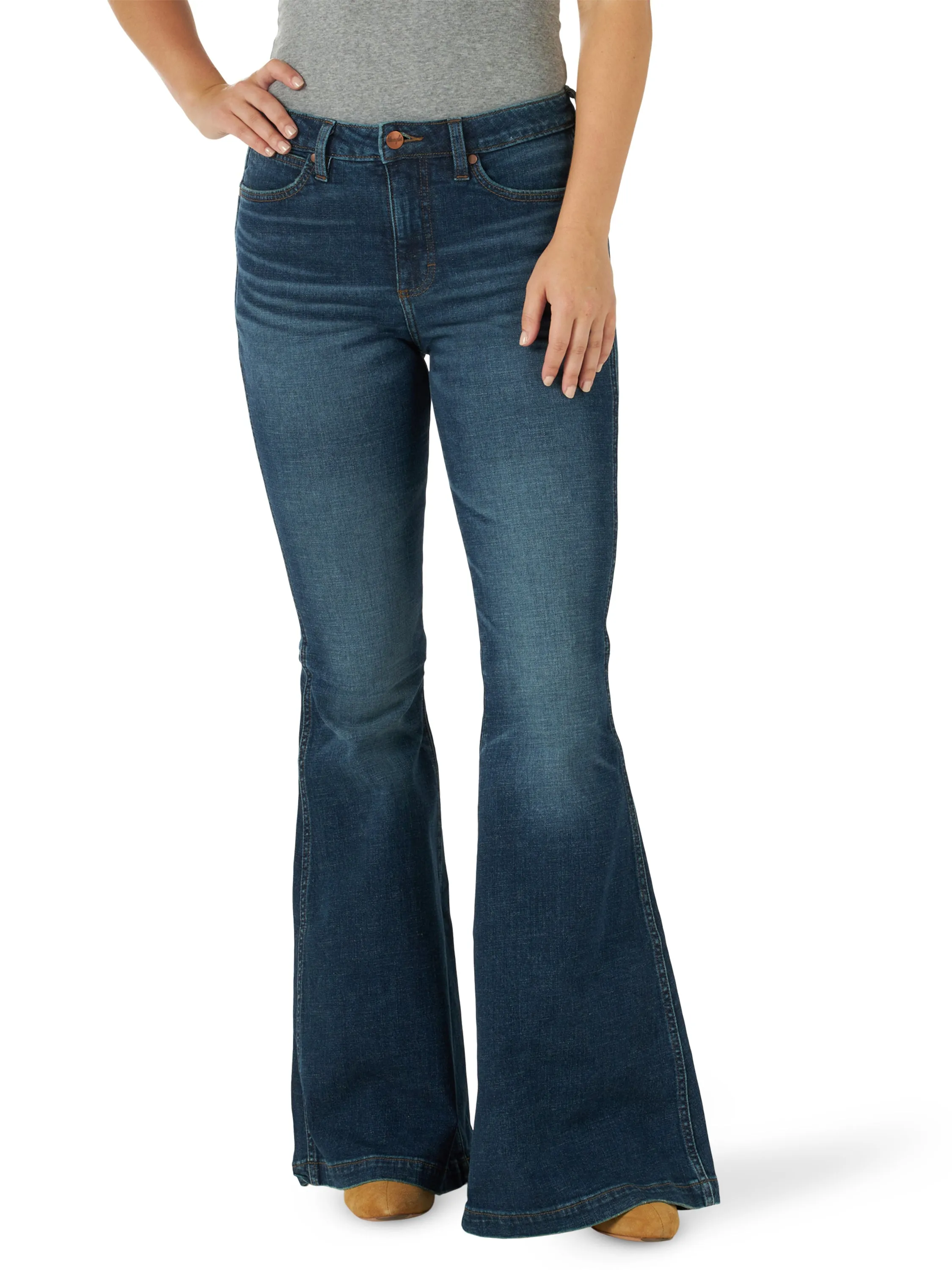 Wrangler Women's Retro Green Jana High Rise Trumpet Flare Jean