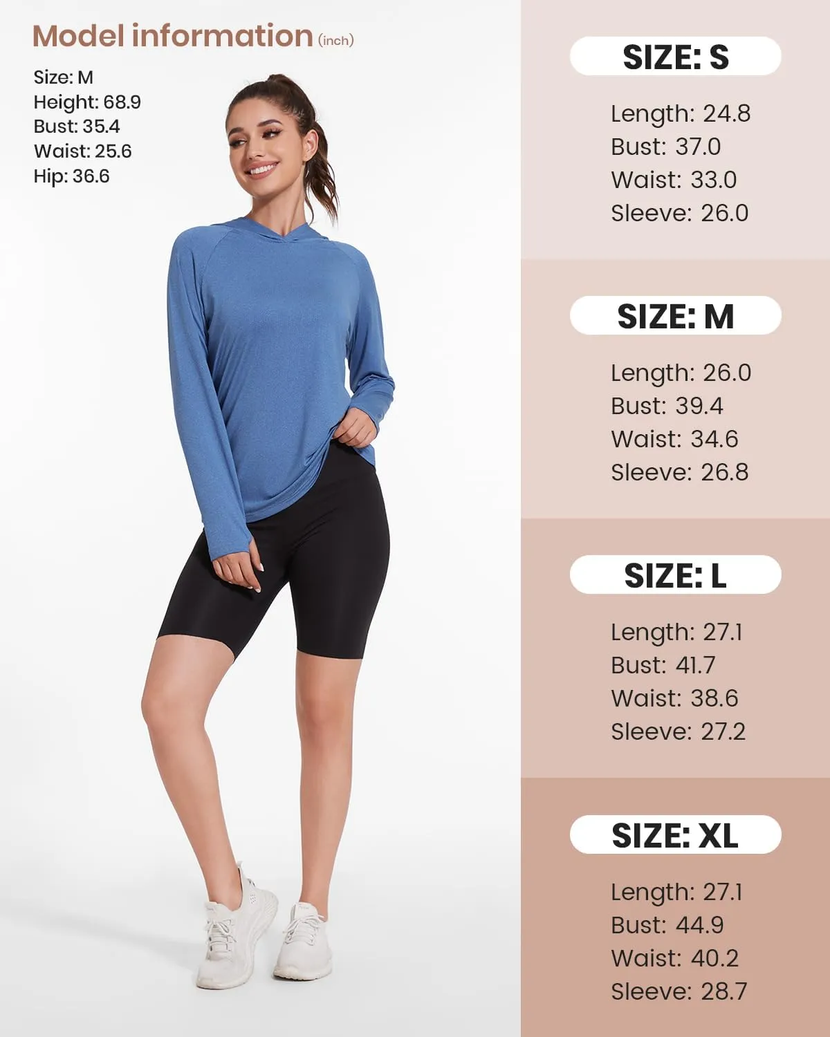 Xelky Women's Hoodie Long Sleeve Sun Shirts Lightweight UV Protection Hooded Shirt Athletic Hoodie with Thumb Hole