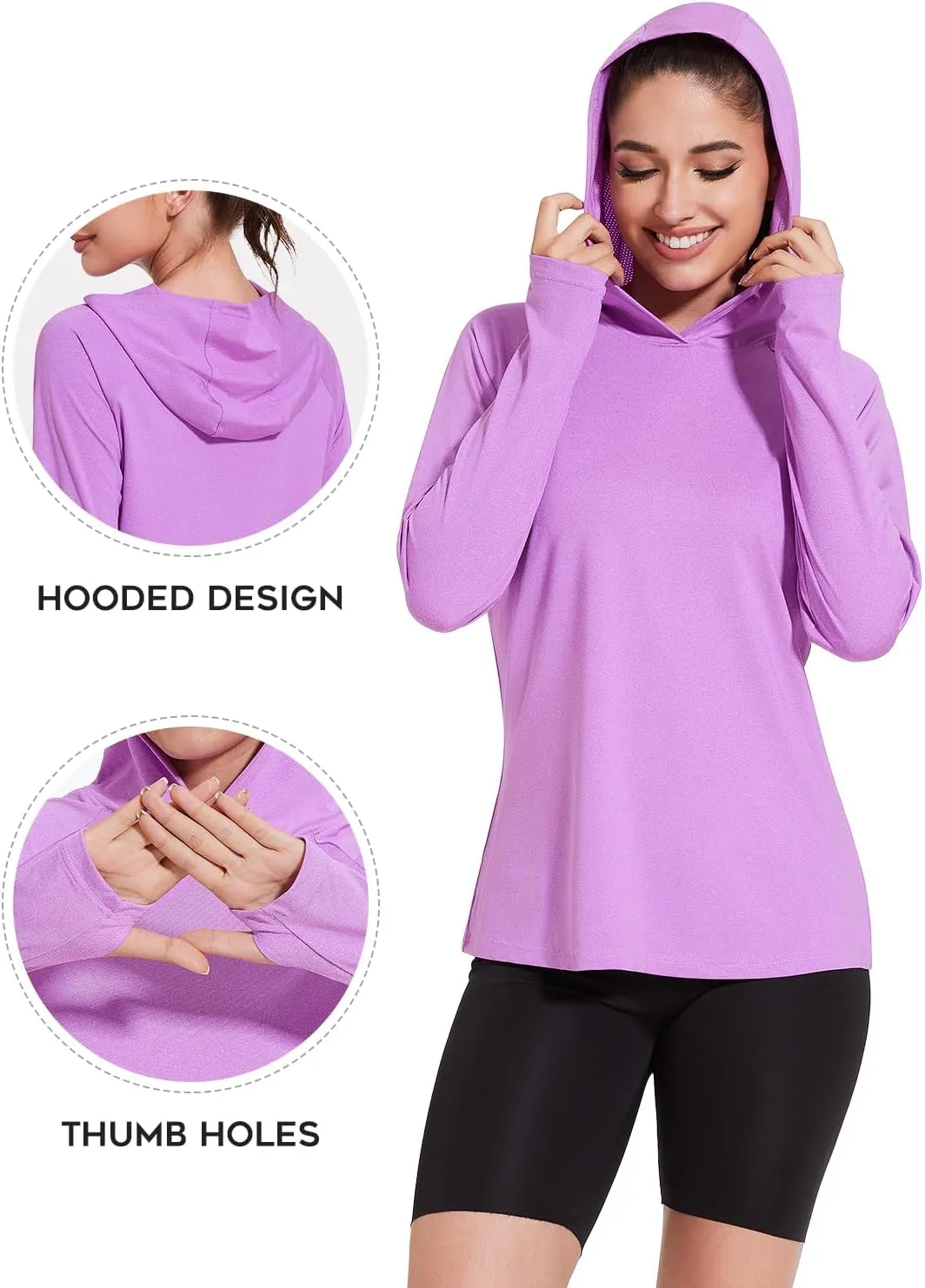 Xelky Women's Hoodie Long Sleeve Sun Shirts Lightweight UV Protection Hooded Shirt Athletic Hoodie with Thumb Hole