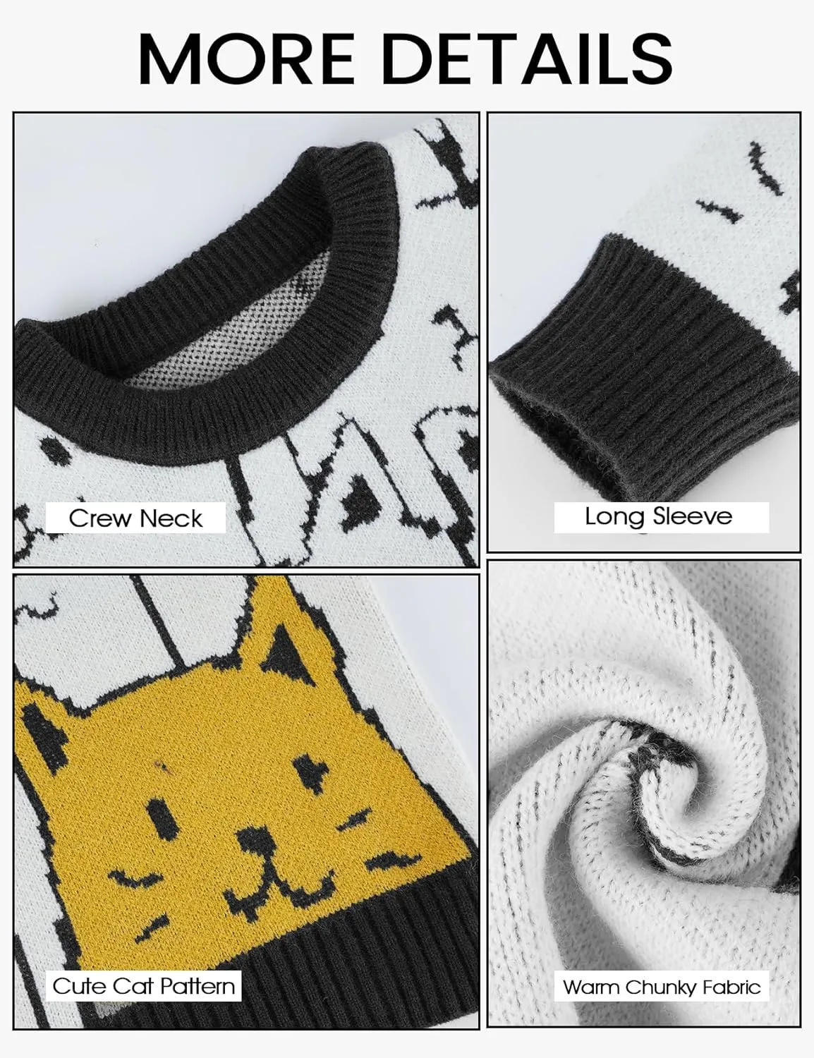 Yimoon Cat Sweater for Women Oversized Chunky Sweater Loose Long Sleeve Knit Pullover Sweater Top